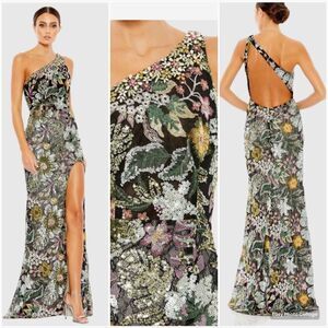 Mac Duggal 49574 Embellished Floral One Shoulder Gown Dress